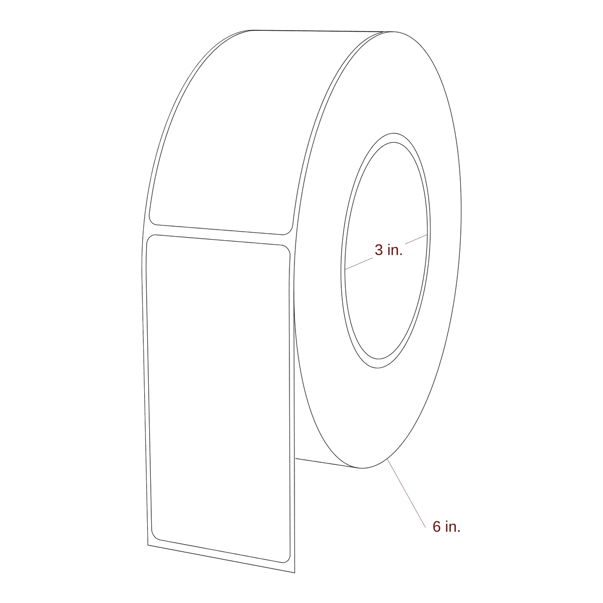 2" x 4" Rectangle Roll for Epson ColorWorks, VIPColor & Primera Printers; 2" x 4" Rectangle Label Diagram