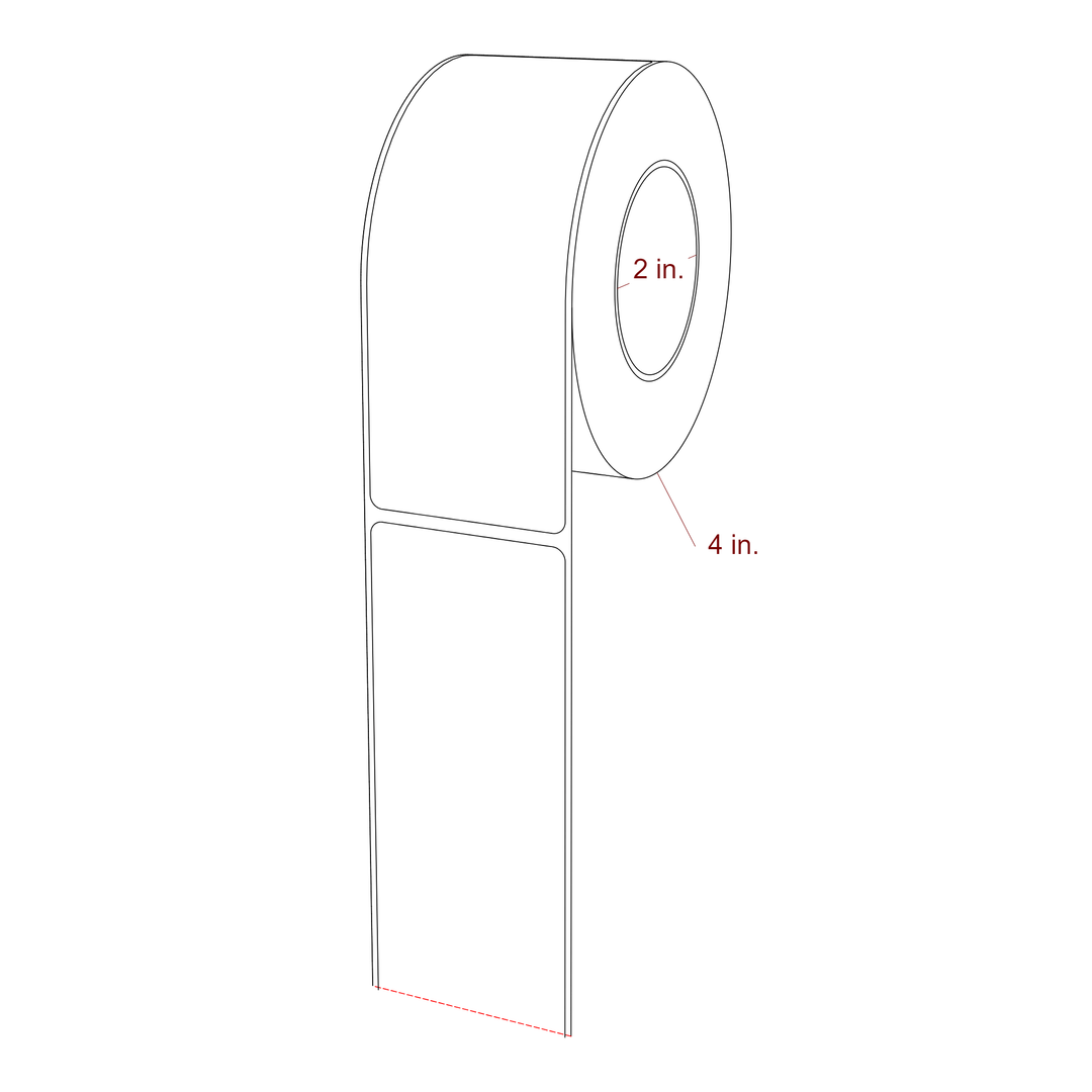 2 Inch x 5.25 Inch Rectangle Inkjet Label Roll - 2 Inch Core - 4 Inch Roll OD - 3D Perspective