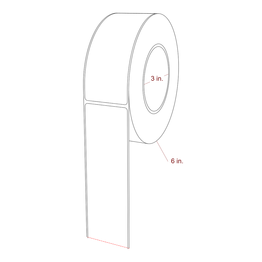 2 Inch x 5.25 Inch Rectangle Inkjet Label Roll - 3 Inch Core - 6 Inch Roll OD - 3D Perspective