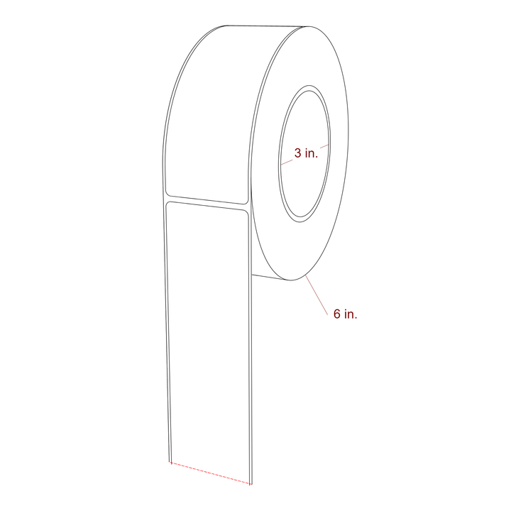 2 Inch x 5.25 Inch Rectangle Inkjet Label Roll - 3 Inch Core - 6 Inch Roll OD - 3D Perspective
