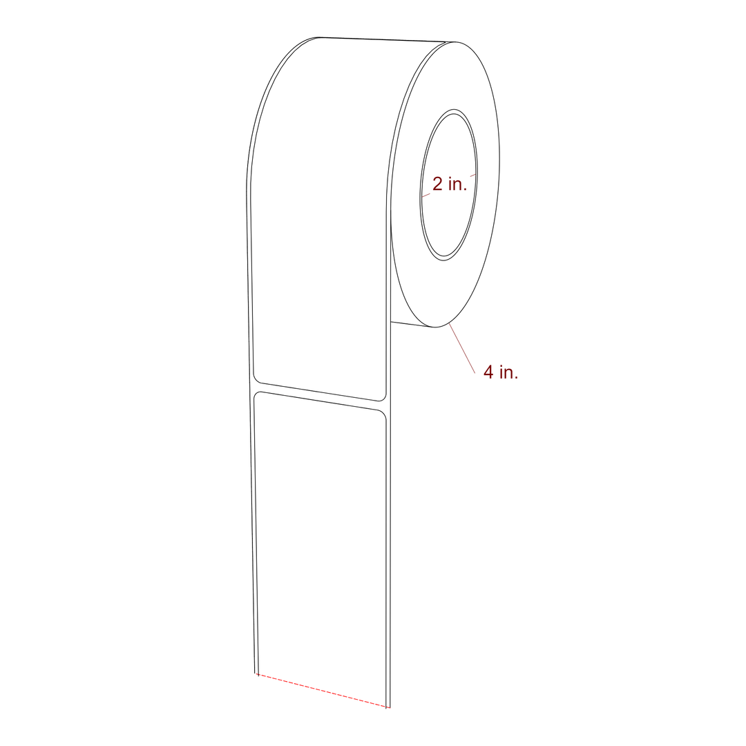 2 Inch x 5.75 Inch Rectangle Inkjet Label Roll - 2 Inch Core - 4 Inch Roll OD - 3D Perspective