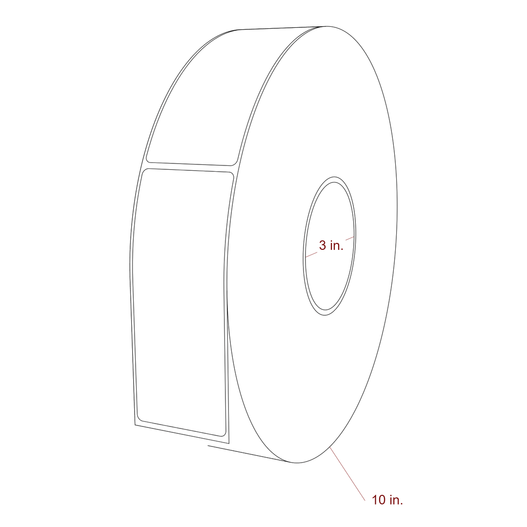 2 Inch x 5 Inch Rectangle Inkjet Label Roll - 3 Inch Core - 10 Inch Roll OD - 3D Perspective