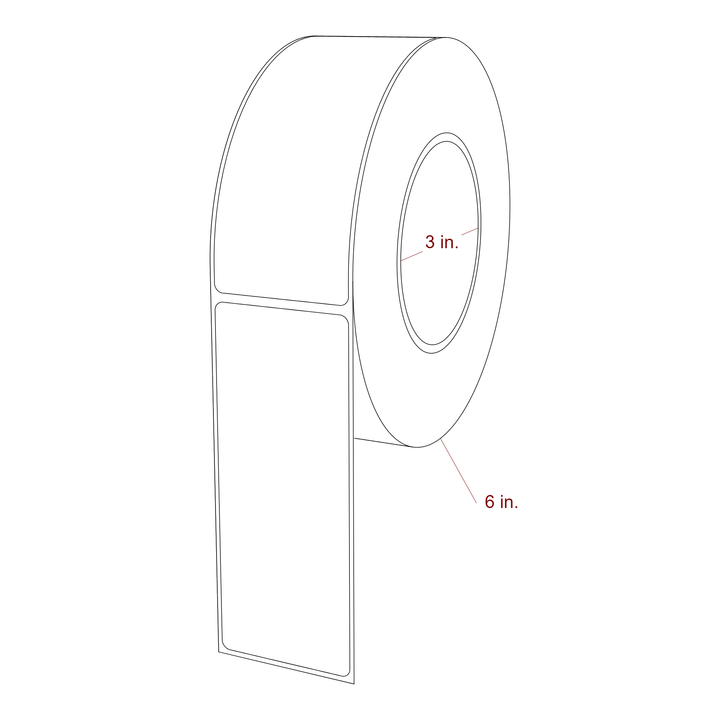 2 Inch x 5 Inch Rectangle Inkjet Label Roll - 3 Inch Core - 6 Inch Roll OD - 3D Perspective