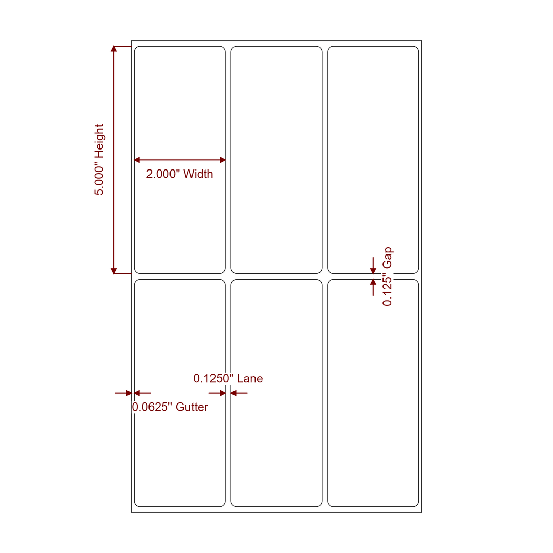 2" x 5" Rectangle Roll for Epson ColorWorks & VIPColor Printers; 2" x 5" Rectangle Label Diagram