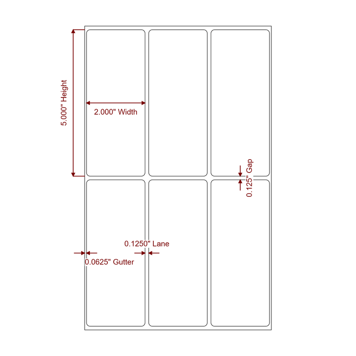 2" x 5" Rectangle Roll for Epson ColorWorks & VIPColor Printers; 2" x 5" Rectangle Label Diagram