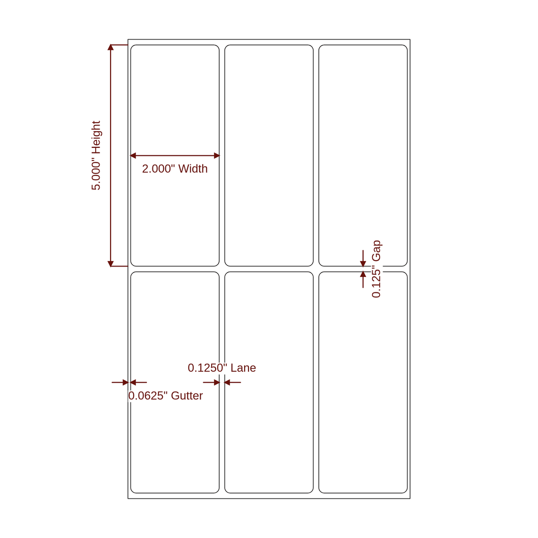 2" x 5" Rectangle Roll for Epson ColorWorks & VIPColor Printers; 2" x 5" Rectangle Label Diagram