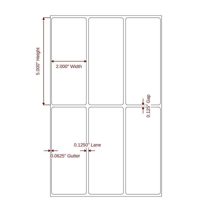 2" x 5" Rectangle Roll for Epson ColorWorks & VIPColor Printers; 2" x 5" Rectangle Label Diagram