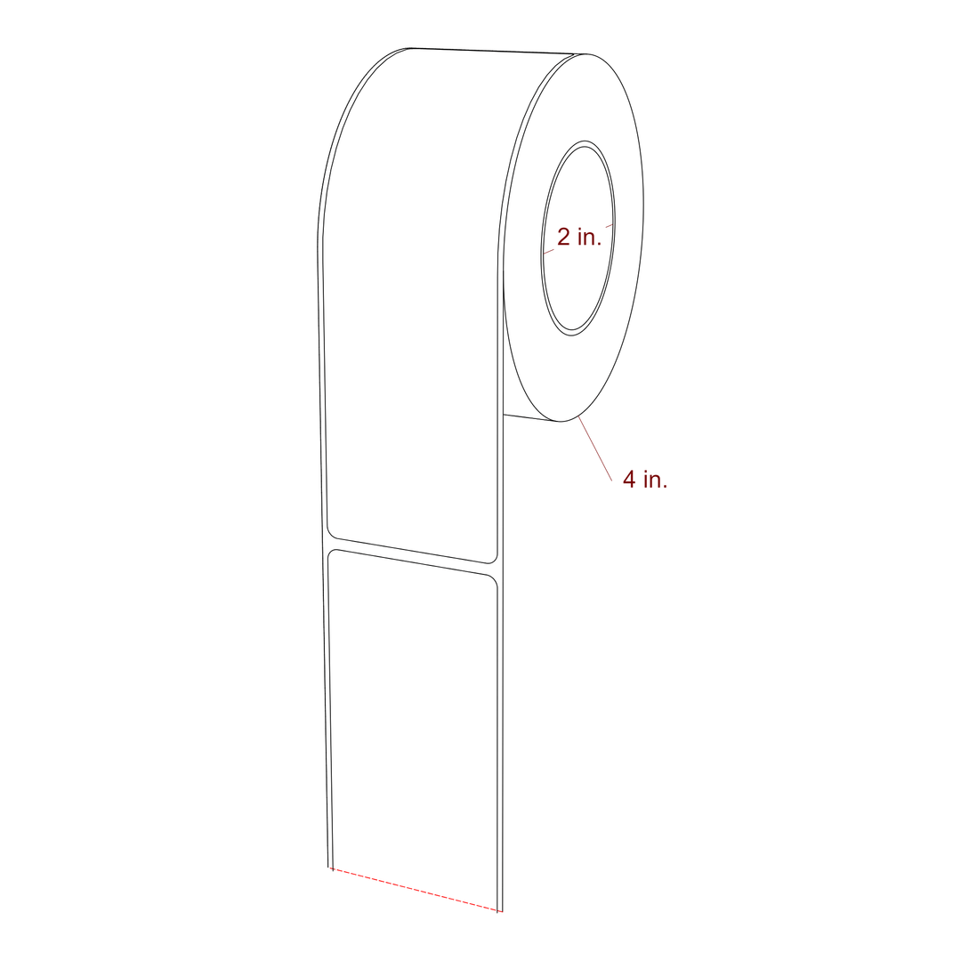 2 Inch x 6.25 Inch Rectangle Inkjet Label Roll - 2 Inch Core - 4 Inch Roll OD - 3D Perspective