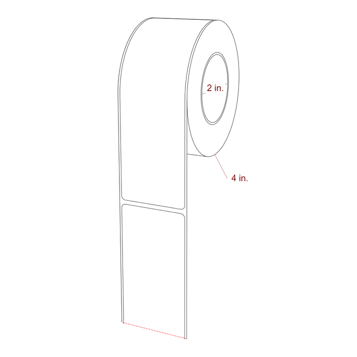 2 Inch x 6.25 Inch Rectangle Inkjet Label Roll - 2 Inch Core - 4 Inch Roll OD - 3D Perspective