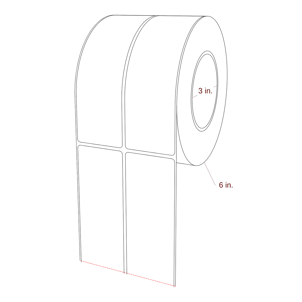 2" x 6.5" Rectangle Roll for Epson ColorWorks, VIPColor & Primera Printers; 2" x 6.5" Rectangle Label Diagram