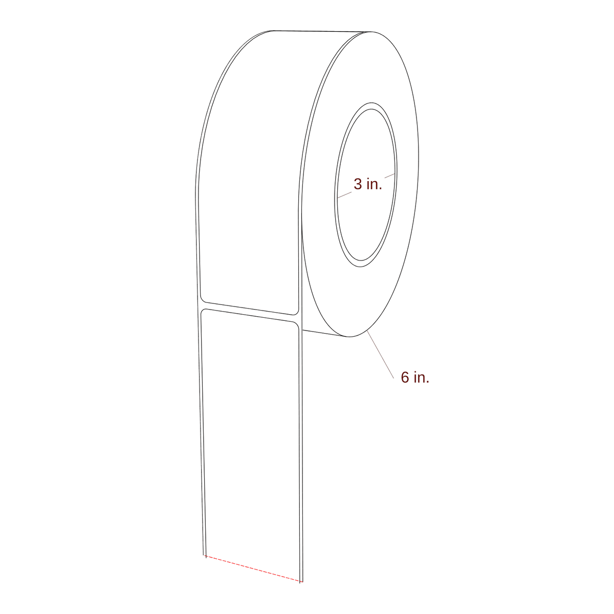 2" x 6.5" Rectangle Roll for Epson ColorWorks, VIPColor & Primera Printers; 2" x 6.5" Rectangle Label Diagram