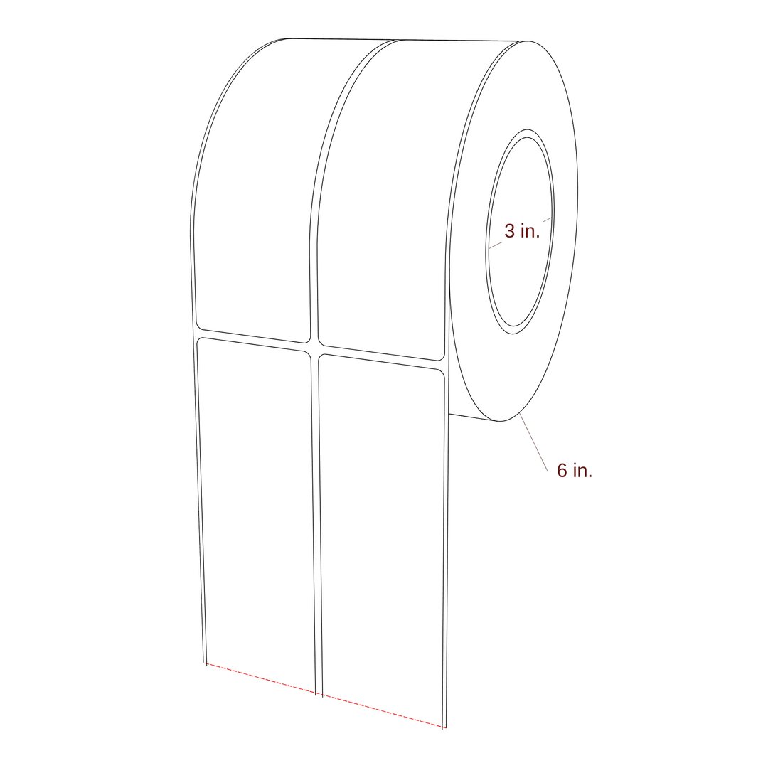 2" x 6" Rectangle Roll for Epson ColorWorks, VIPColor & Primera Printers; 2" x 6" Rectangle Label Diagram