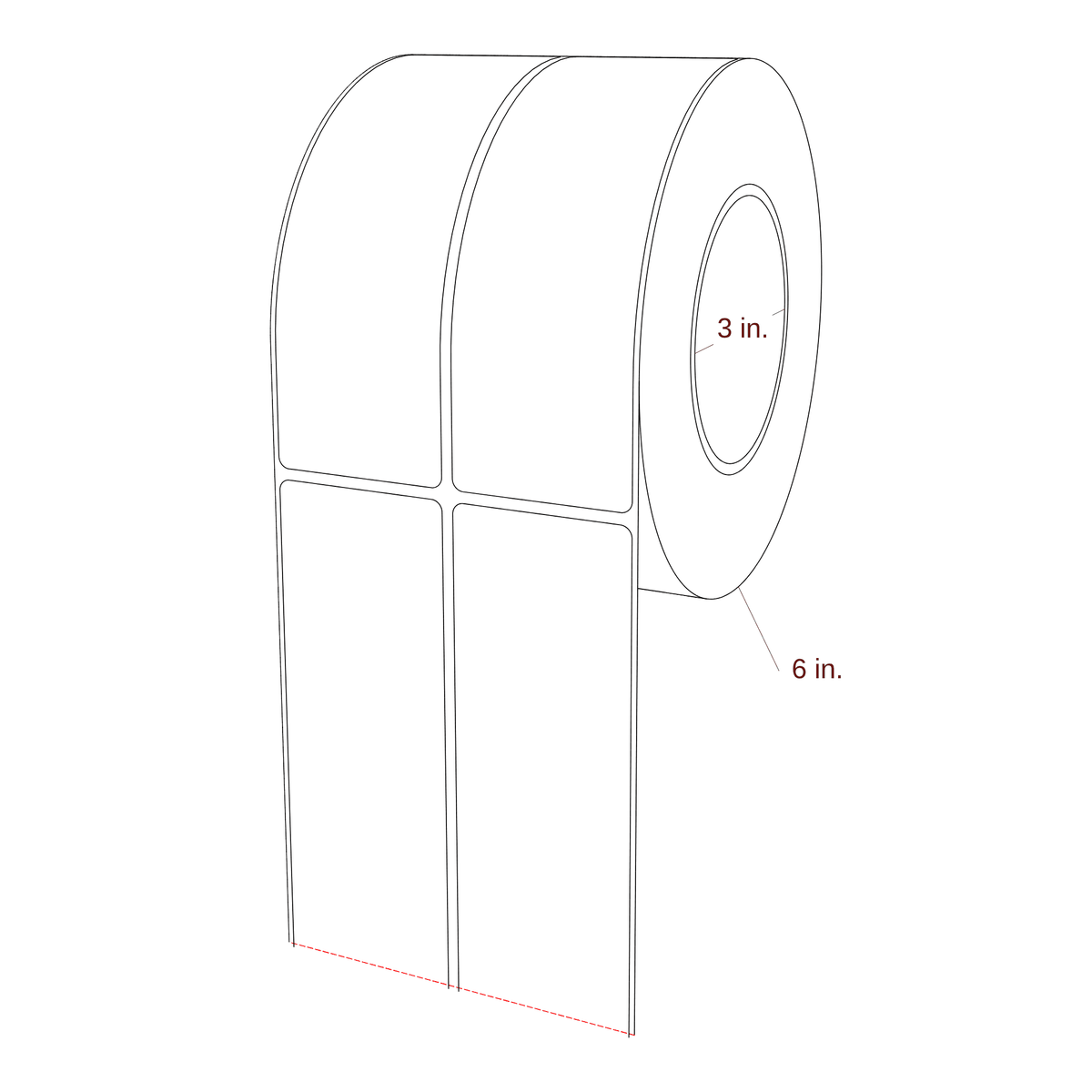 2" x 6" Rectangle Roll for Epson ColorWorks, VIPColor & Primera Printers; 2" x 6" Rectangle Label Diagram