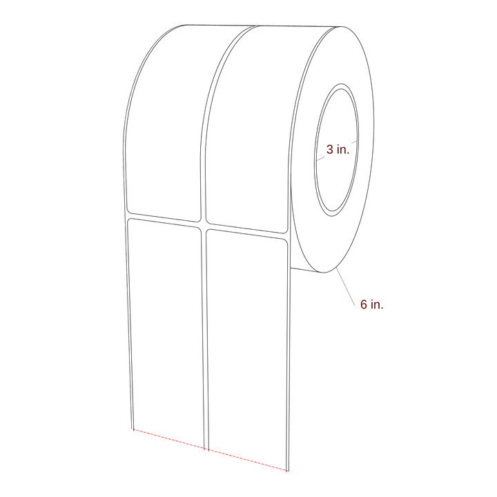 2" x 6" Rectangle Roll for Epson ColorWorks, VIPColor & Primera Printers; 2" x 6" Rectangle Label Diagram