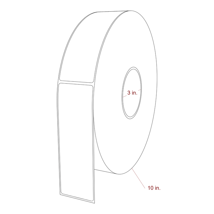 2 Inch x 6 Inch Rectangle Inkjet Label Roll - 3 Inch Core - 10 Inch Roll OD - 3D Perspective