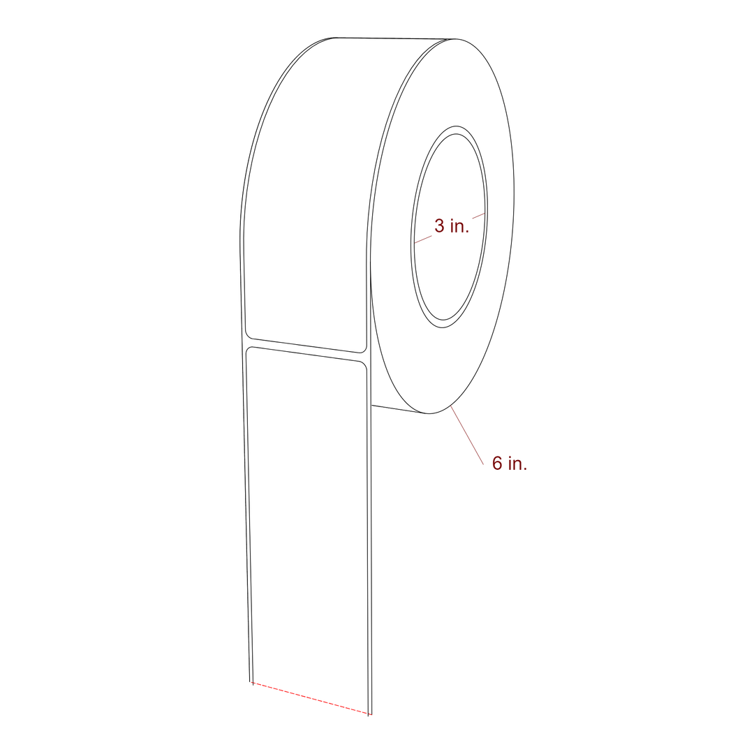 2 Inch x 6 Inch Rectangle Inkjet Label Roll - 3 Inch Core - 6 Inch Roll OD - 3D Perspective