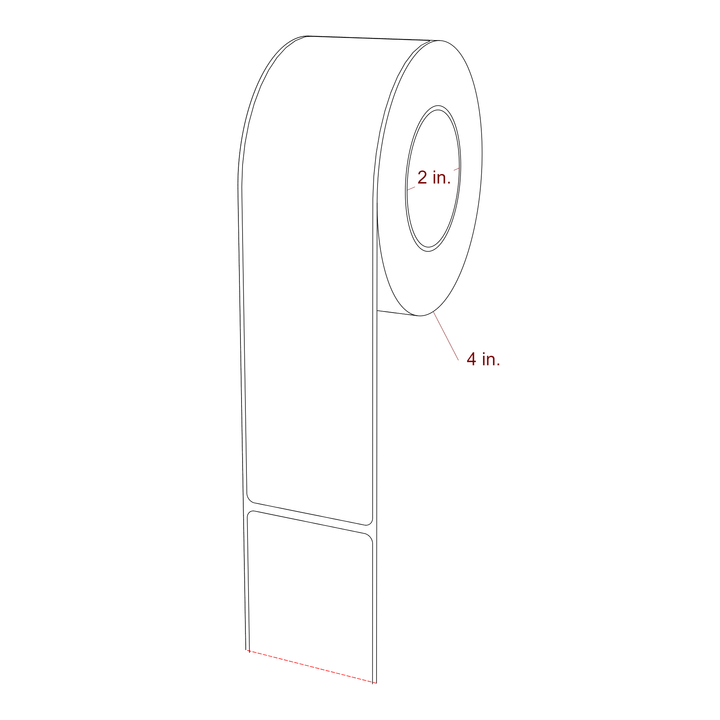 2 Inch x 7.75 Inch Rectangle Inkjet Label Roll - 2 Inch Core - 4 Inch Roll OD - 3D Perspective