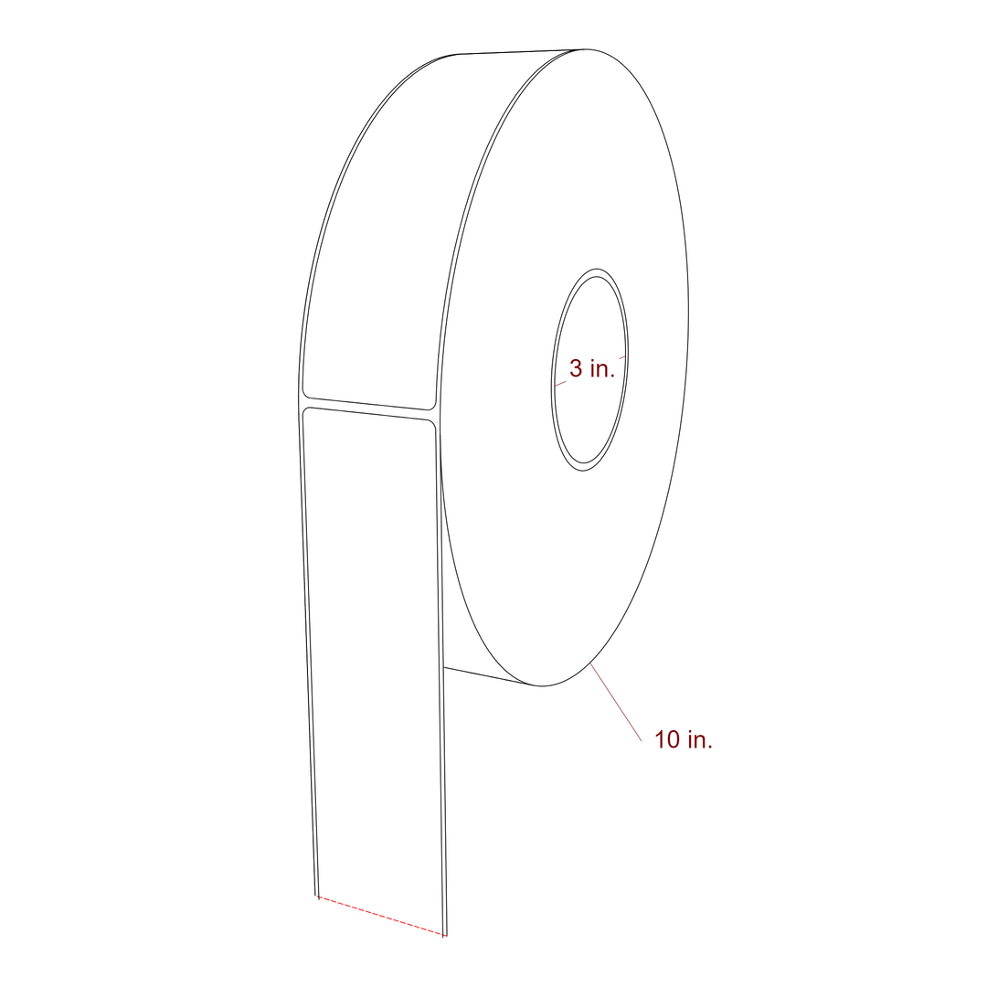 2 Inch x 7 Inch Rectangle Inkjet Label Roll - 3 Inch Core - 10 Inch Roll OD - 3D Perspective