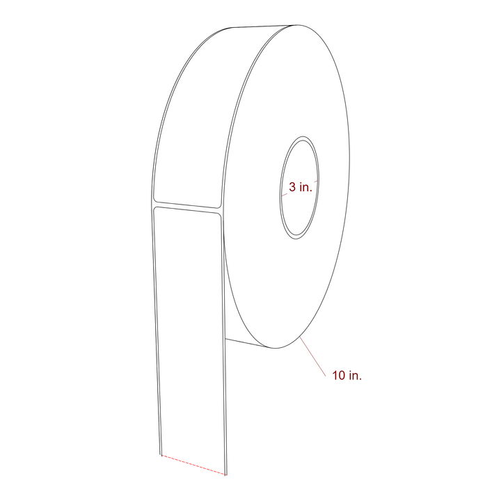 2 Inch x 7 Inch Rectangle Inkjet Label Roll - 3 Inch Core - 10 Inch Roll OD - 3D Perspective