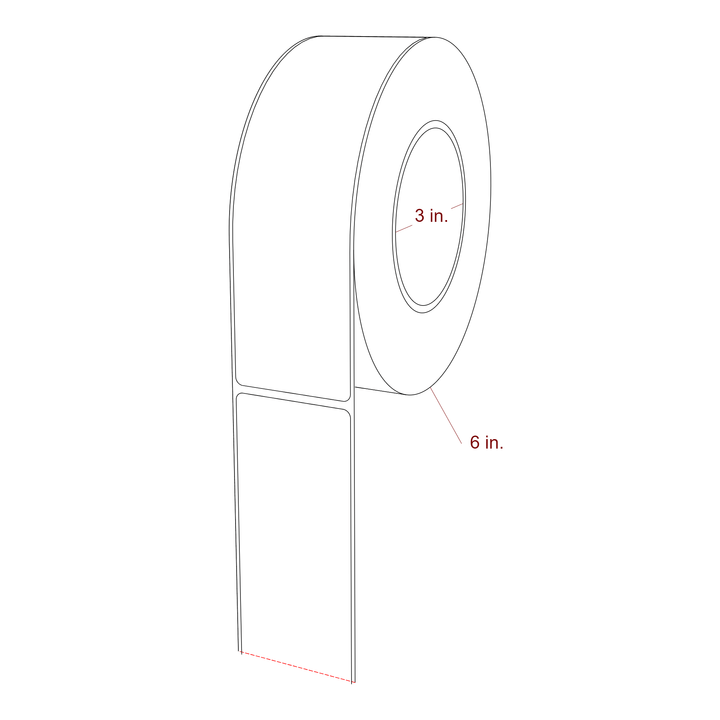 2 Inch x 7 Inch Rectangle Inkjet Label Roll - 3 Inch Core - 6 Inch Roll OD - 3D Perspective