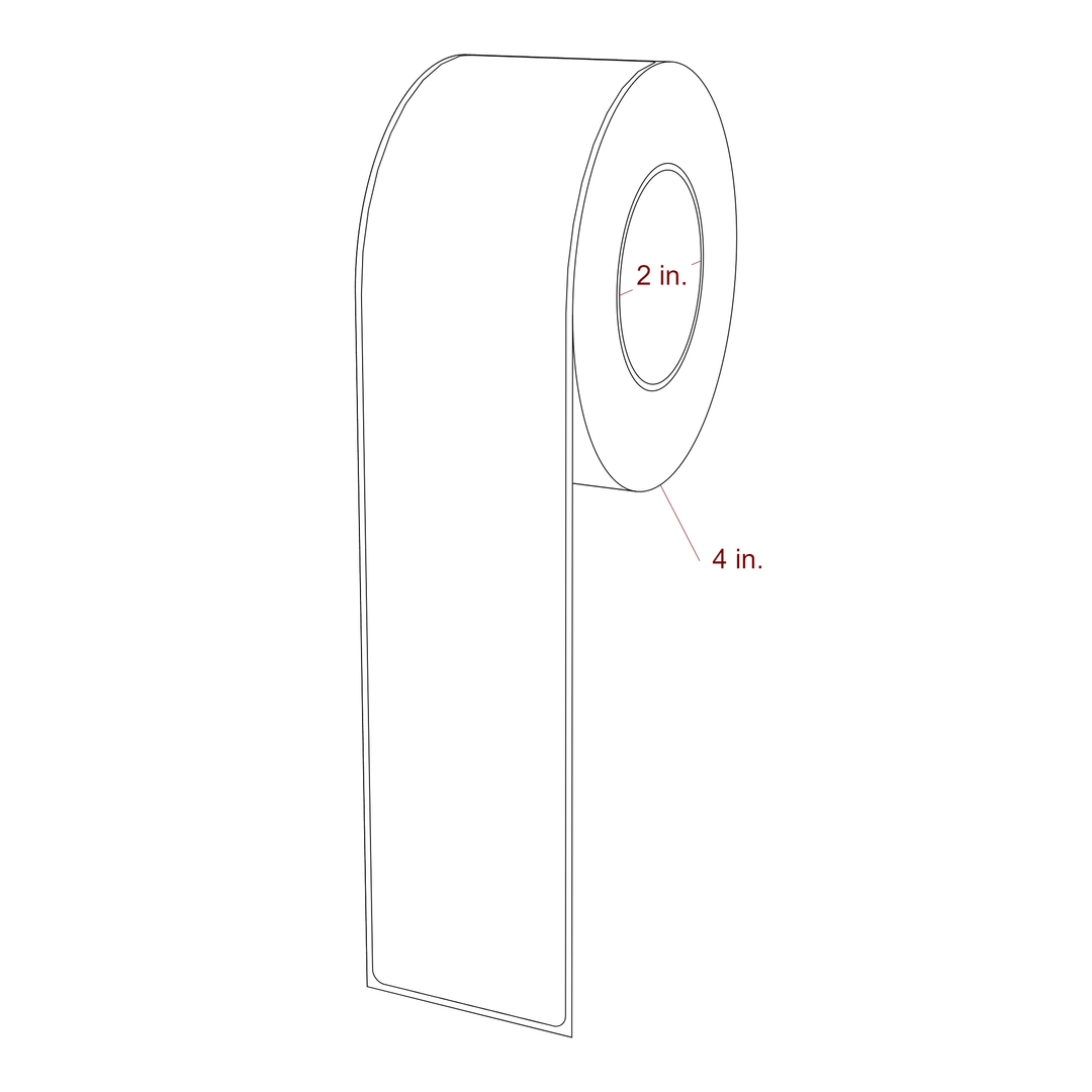 2 Inch x 9.75 Inch Rectangle Inkjet Label Roll - 2 Inch Core - 4 Inch Roll OD - 3D Perspective