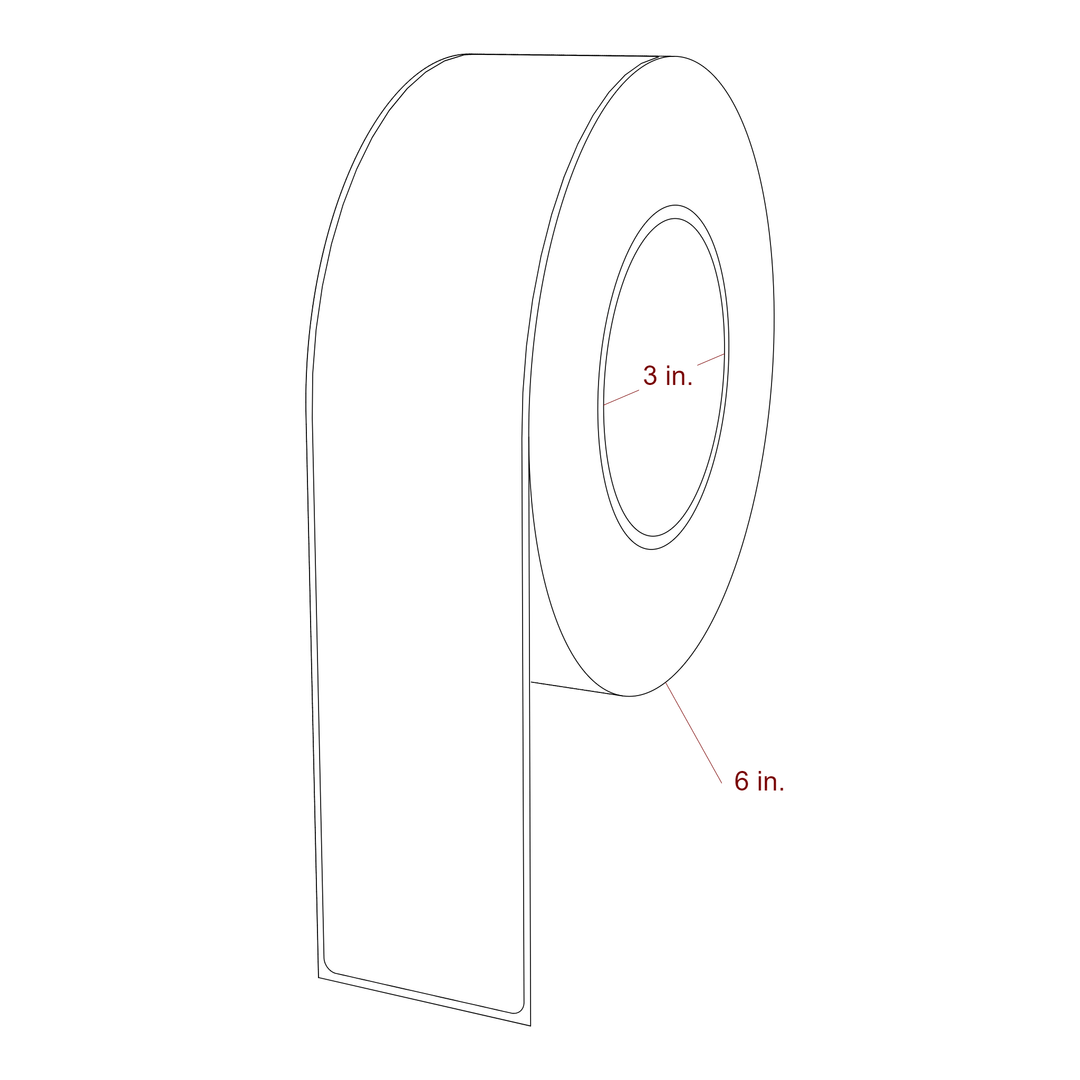 2 Inch x 9.75 Inch Rectangle Inkjet Label Roll - 3 Inch Core - 6 Inch Roll OD - 3D Perspective