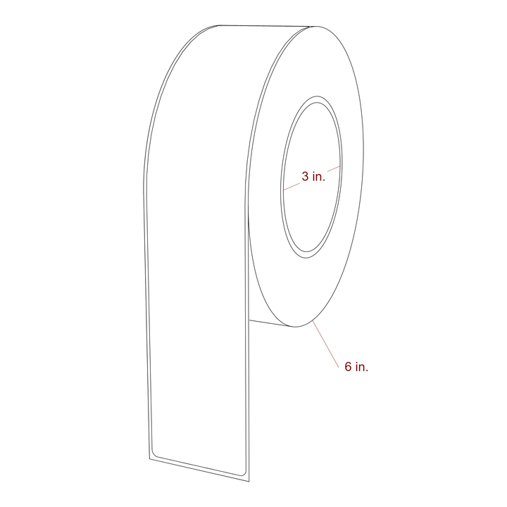 2 Inch x 9.75 Inch Rectangle Inkjet Label Roll - 3 Inch Core - 6 Inch Roll OD - 3D Perspective