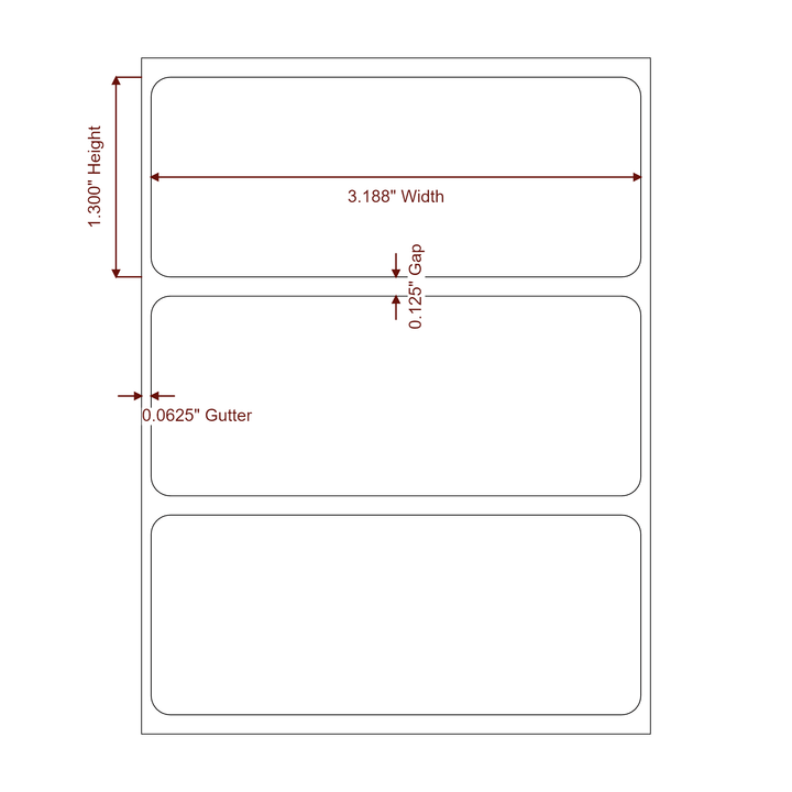 3.1875" x 1.3" Rectangle Roll for Epson ColorWorks & VIPColor Printers; 3.1875" x 1.3" Rectangle Label Diagram