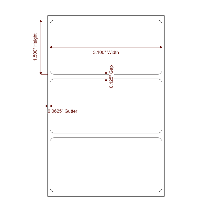 3.1" x 1.5" Rectangle Roll for Epson ColorWorks, VIPColor & Primera Printers; 3.1" x 1.5" Rectangle Label Diagram