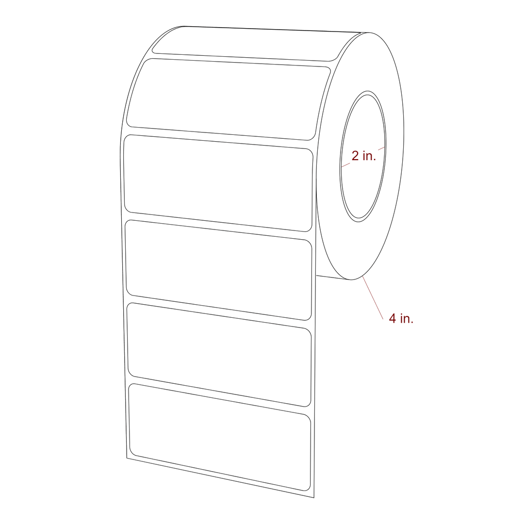 3.25 Inch x 1.25 Inch Rectangle Inkjet Label Roll - 2 Inch Core - 4 Inch Roll OD - 3D Perspective