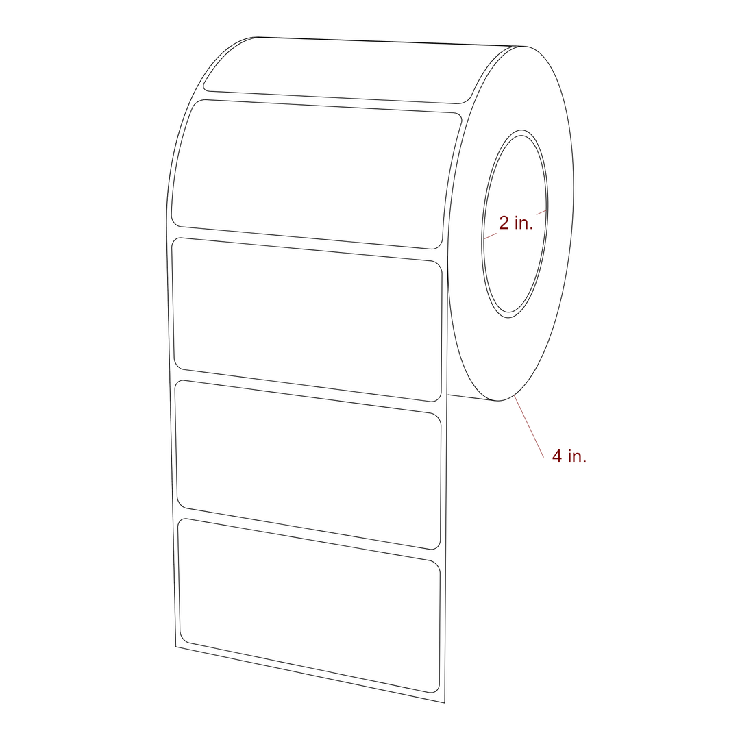 3.25 Inch x 1.5 Inch Rectangle Inkjet Label Roll - 2 Inch Core - 4 Inch Roll OD - 3D Perspective