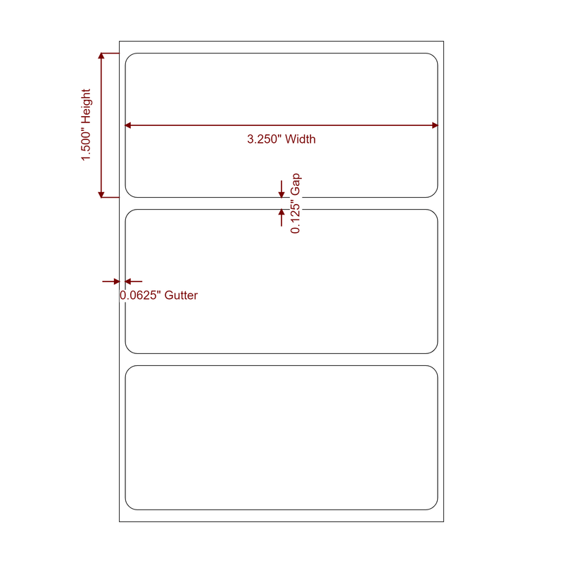 3.25" x 1.5" Inkjet Label Rolls | Fits Epson ColorWorks, VIPColor & Primera - Label Diagram