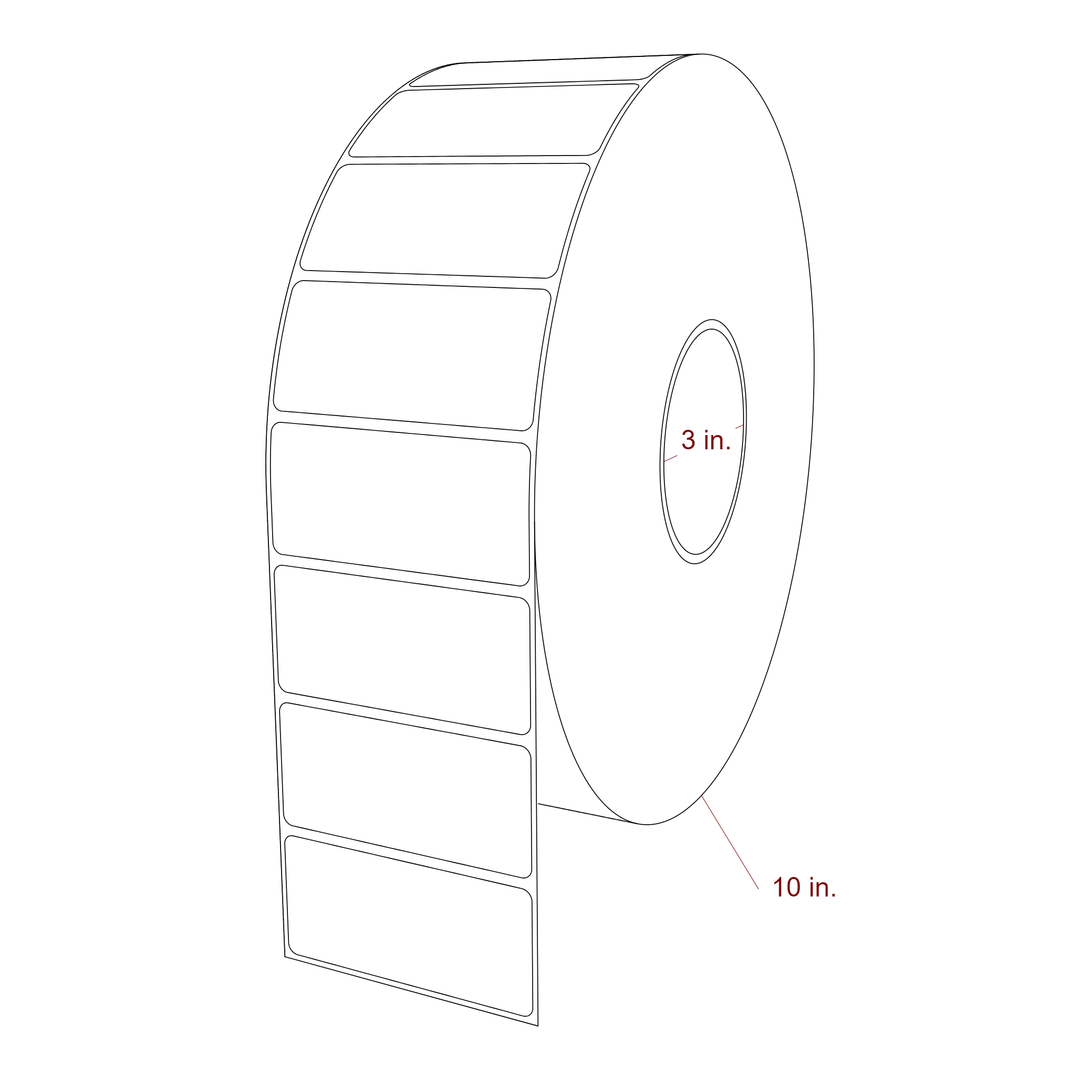 3.25 Inch x 1.5 Inch Rectangle Inkjet Label Roll - 3 Inch Core - 10 Inch Roll OD - 3D Perspective