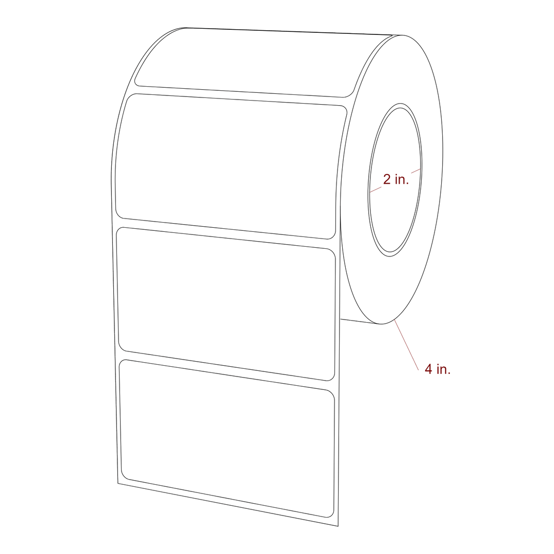 3.25 Inch x 1.75 Inch Rectangle Inkjet Label Roll - 2 Inch Core - 4 Inch Roll OD - 3D Perspective