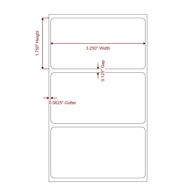 3.25" x 1.75" Inkjet Label Rolls | Fits Epson ColorWorks, VIPColor & Primera - Label Diagram