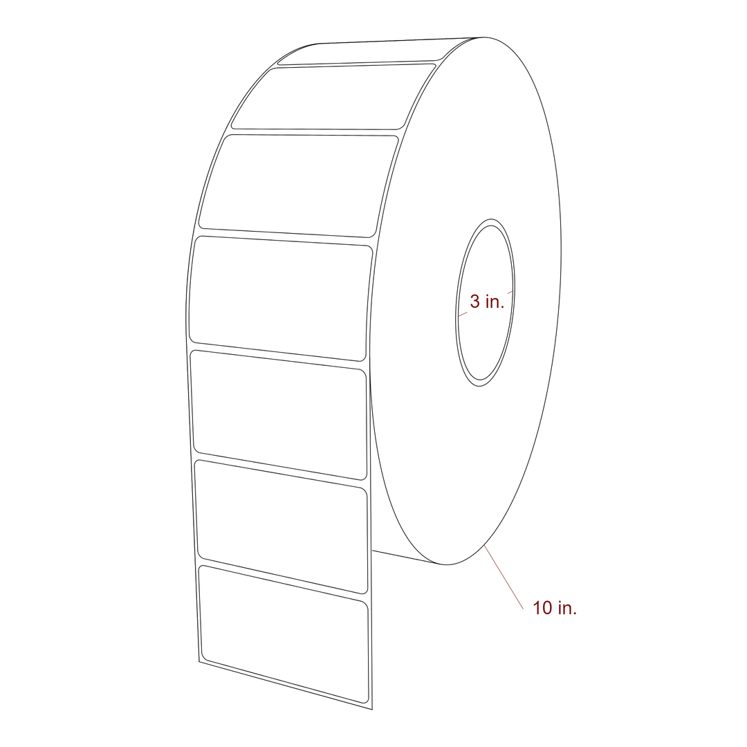 3.25 Inch x 1.75 Inch Rectangle Inkjet Label Roll - 3 Inch Core - 10 Inch Roll OD - 3D Perspective