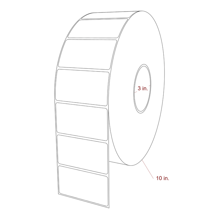 3.25 Inch x 1.75 Inch Rectangle Inkjet Label Roll - 3 Inch Core - 10 Inch Roll OD - 3D Perspective