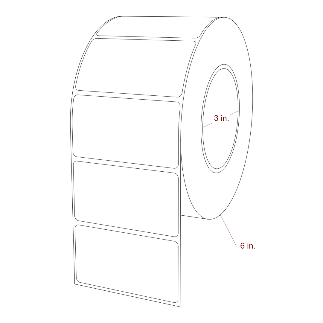 3.25 Inch x 1.75 Inch Rectangle Inkjet Label Roll - 3 Inch Core - 6 Inch Roll OD - 3D Perspective