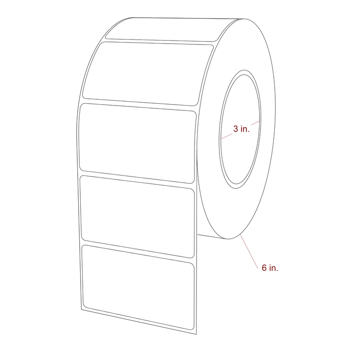 3.25 Inch x 1.75 Inch Rectangle Inkjet Label Roll - 3 Inch Core - 6 Inch Roll OD - 3D Perspective