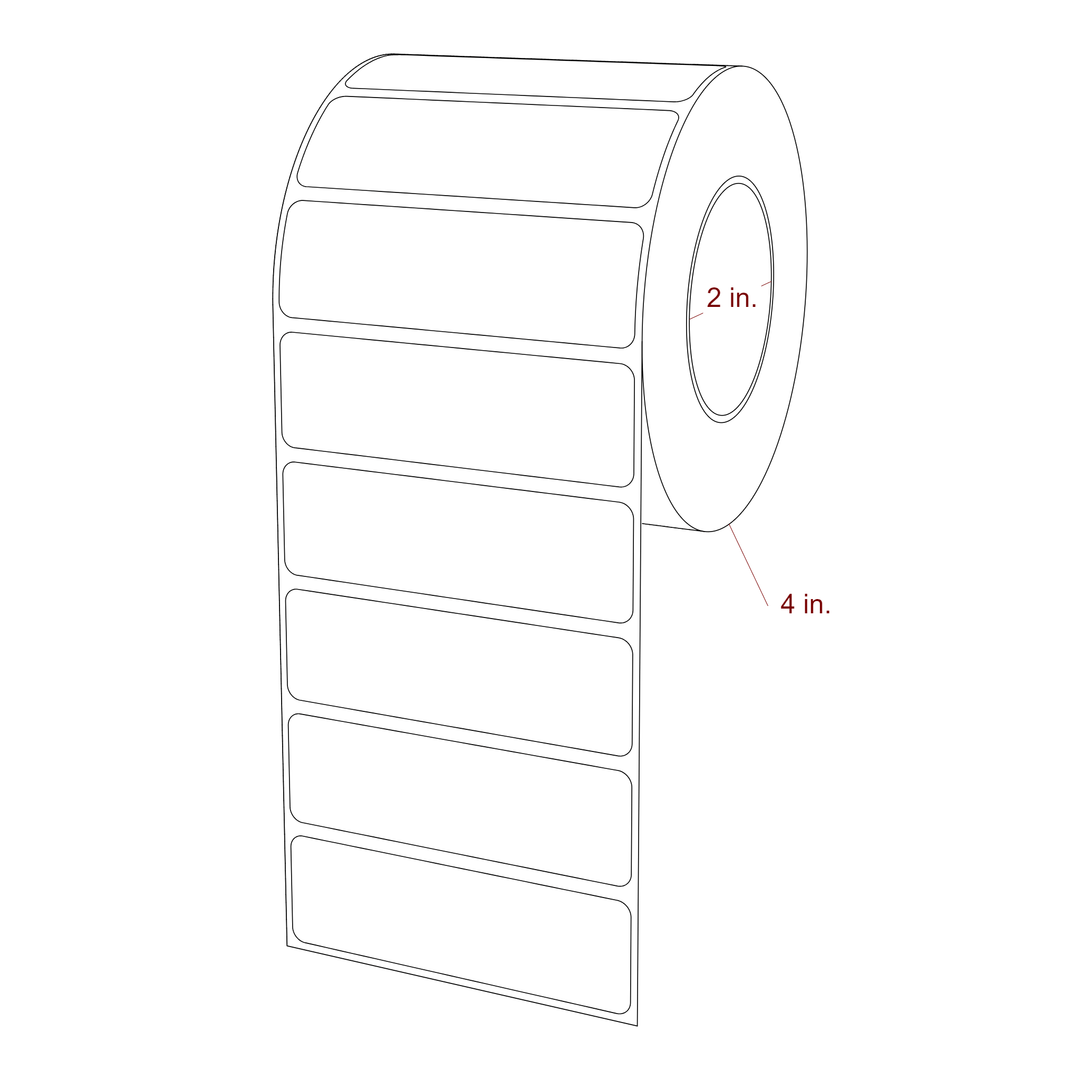 3.25 Inch x 1 Inch Rectangle Inkjet Label Roll - 2 Inch Core - 4 Inch Roll OD - 3D Perspective