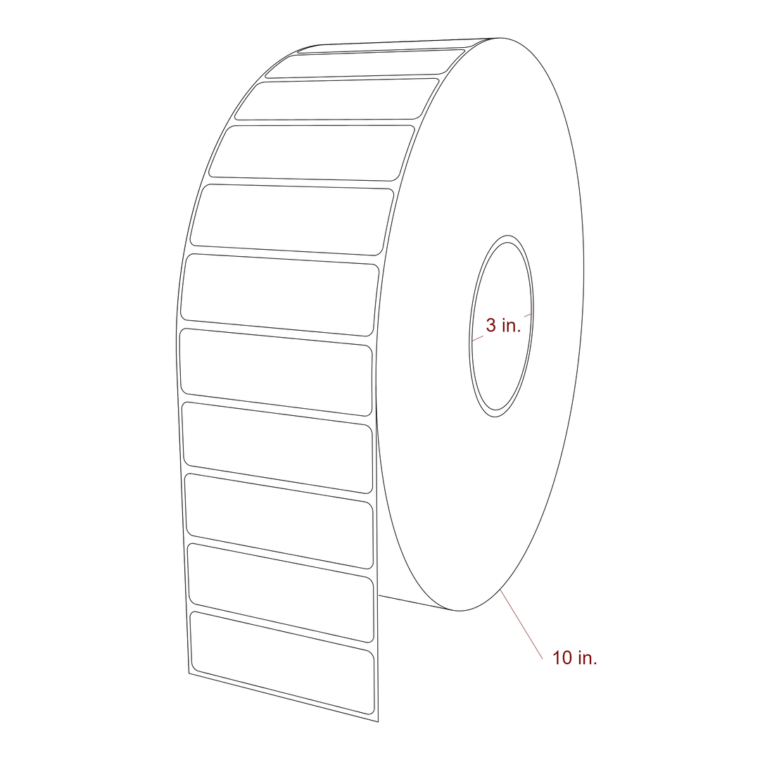 3.25 Inch x 1 Inch Rectangle Inkjet Label Roll - 3 Inch Core - 10 Inch Roll OD - 3D Perspective