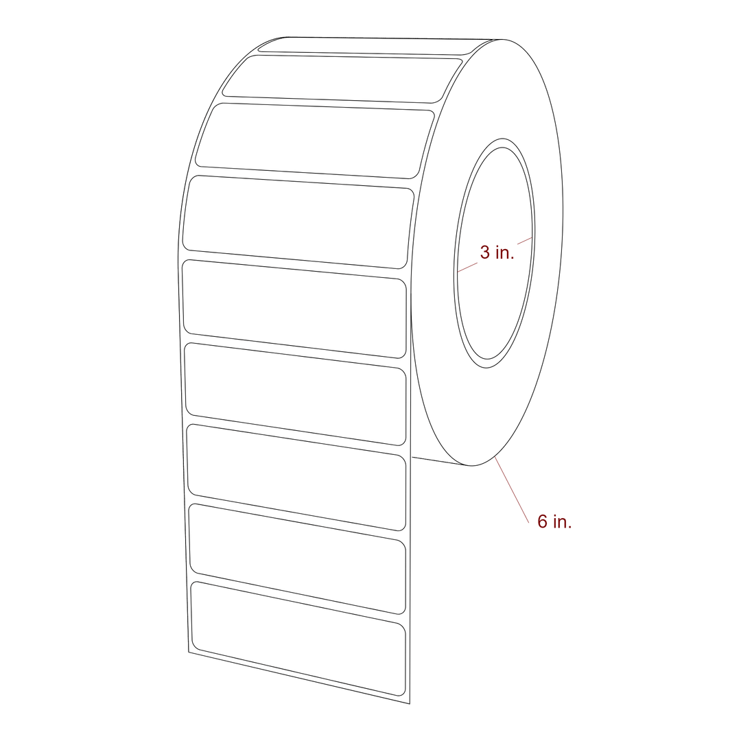 3.25 Inch x 1 Inch Rectangle Inkjet Label Roll - 3 Inch Core - 6 Inch Roll OD - 3D Perspective