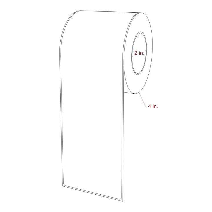 3.25 Inch x 10 Inch Rectangle Inkjet Label Roll - 2 Inch Core - 4 Inch Roll OD - 3D Perspective