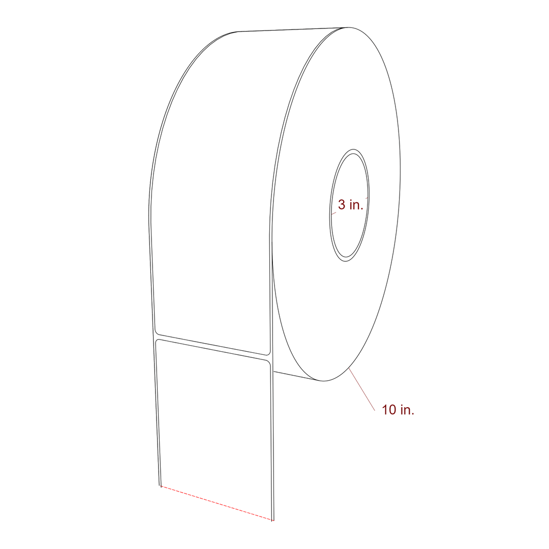 3.25 Inch x 10 Inch Rectangle Inkjet Label Roll - 3 Inch Core - 10 Inch Roll OD - 3D Perspective