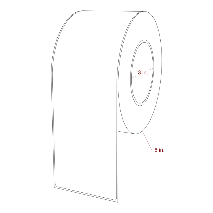 3.25 Inch x 10 Inch Rectangle Inkjet Label Roll - 3 Inch Core - 6 Inch Roll OD - 3D Perspective