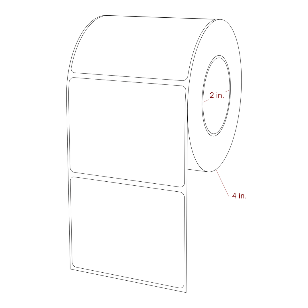 3.25 Inch x 2.5 Inch Rectangle Inkjet Label Roll - 2 Inch Core - 4 Inch Roll OD - 3D Perspective