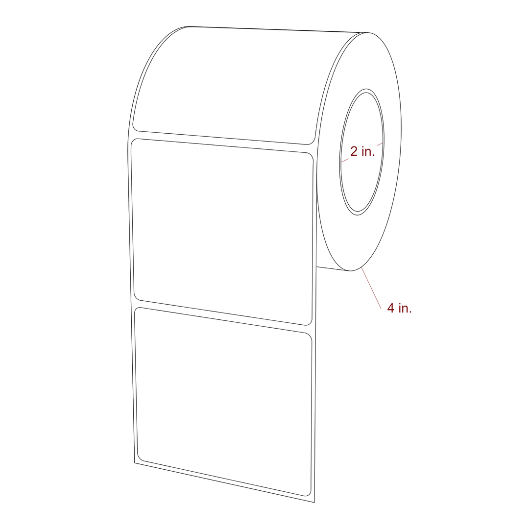 3.25 Inch x 2.75 Inch Rectangle Inkjet Label Roll - 2 Inch Core - 4 Inch Roll OD - 3D Perspective