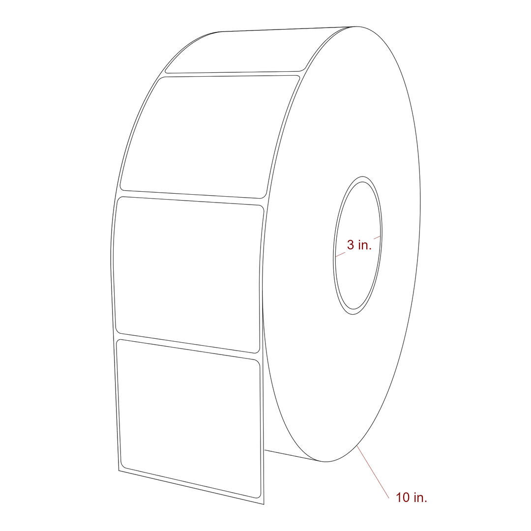 3.25 Inch x 2.75 Inch Rectangle Inkjet Label Roll - 3 Inch Core - 10 Inch Roll OD - 3D Perspective