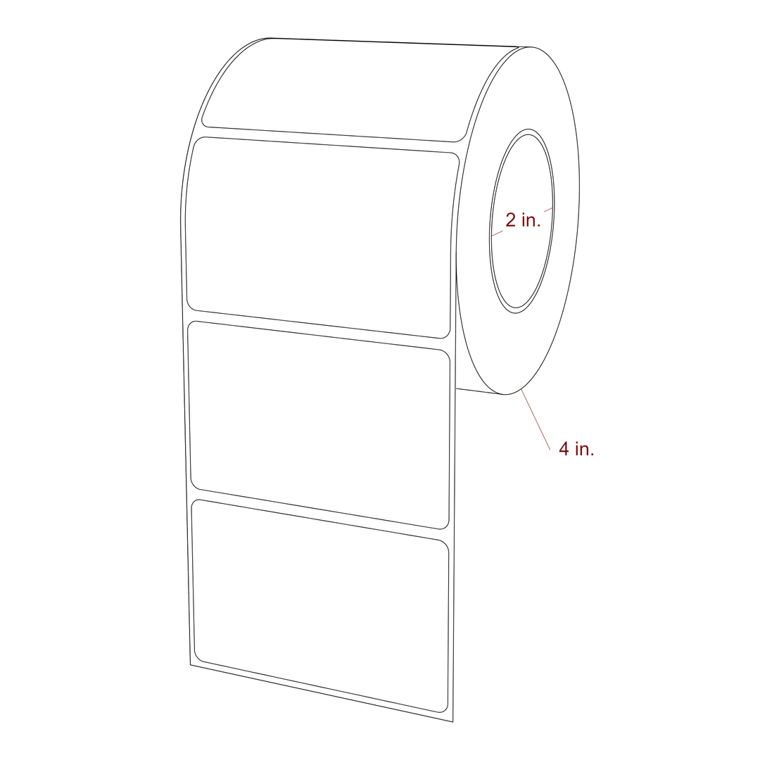 3.25 Inch x 2 Inch Rectangle Inkjet Label Roll - 2 Inch Core - 4 Inch Roll OD - 3D Perspective