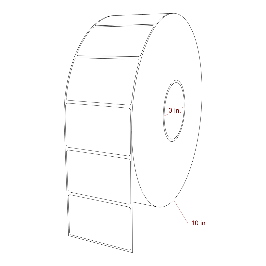 3.25 Inch x 2 Inch Rectangle Inkjet Label Roll - 3 Inch Core - 10 Inch Roll OD - 3D Perspective